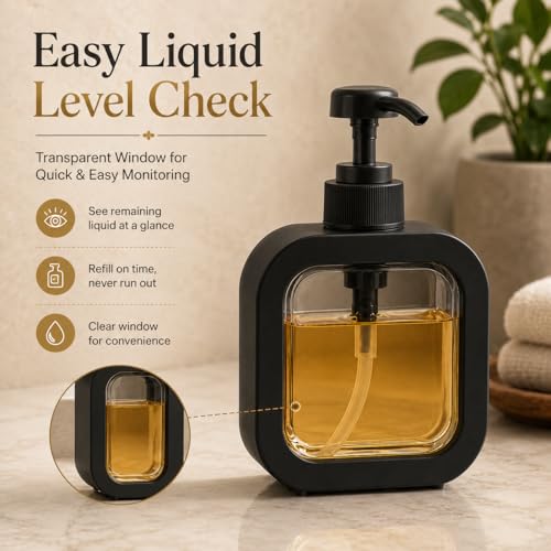Image of Soap Dispenser for Wash Basin - Handwash Dispenser Bottle for Bathroom Sink - Liquid Soap Hand Wash Pump Bottle Plastic Container for Home, Bathroom(Black,Pack of 2)