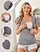 Ekouaer Women's Maternity Tops 3 Packs V Neck Breastfeeding Shirts Short Sleeve Pregnancy Blouses Lake Green/Black/Grey L