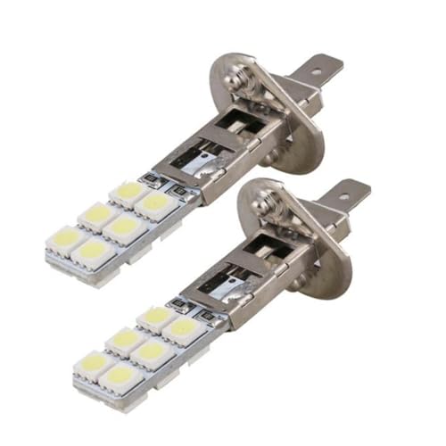 BUGUUYO Bombillas LED para Coche H1 12v 5050 12 LED 2 Unidades Bombillas Antiniebla y Señalización Blancas bajo Consumo Aptas para Interior y Exterior