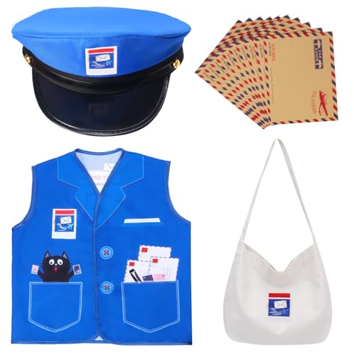 Disfraz infantil de cartero con gorra y bolso