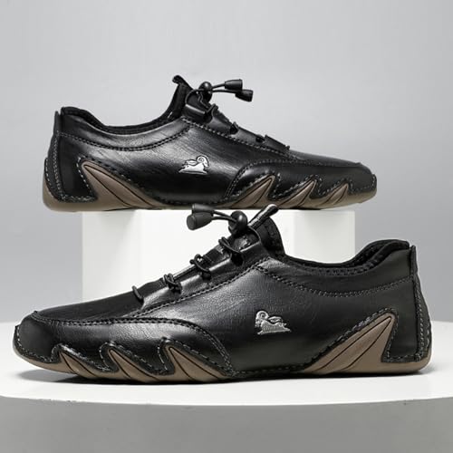 Men's Genuine Leather Elastic Casual Driving Shoes Fashionable, Lightweight Flat Non-Slip Office Formal Sports Shoes Classic Slip-On Loafers3