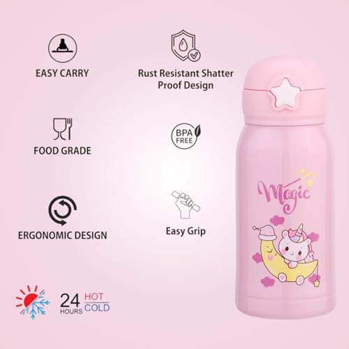 Image of Clay Craft VACBOTT Kids Double Walled 18 Hours Hot and 24 Hours Cold Water Bottle-550ML, 2-Piece Steel Bottles for Travelling|BPA-Free|Leak Proof|BIS Certified|1Year Limited Warranty