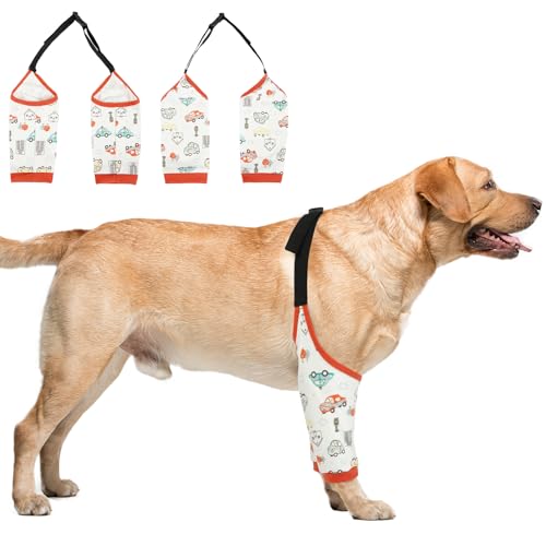 Image of Dog Recovery Suit for Front Legs, Dog Recovery Sleeves After Surgery with Elastic Band, Soft Protective Elbow Braces for Medium Large Dogs, Cone Collar Alternative to Stop Licking Leg Wounds,Red,3XL
