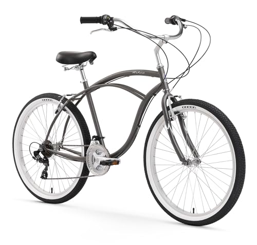 Firmstrong Urban Man Beach Cruiser Bike, Mens Bicycle 26-Inch, 21-Speed, Matte Grey