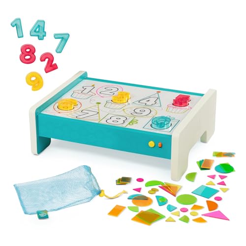B. toys - Look & Shine - Educational Light Box Playset - 71-Pieces Set for Art Learning & Tracing - 50 Geometric Shapes 10 Numbers & 5 Markers - 3 Years +