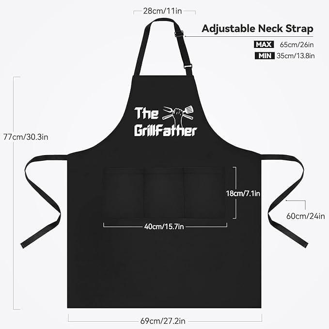 McMola Funny Apron for Men, Funny Gifts for Dad Christmas Gift Grilling Cooking Chef Apron with 3 Pockets for Dad Husband