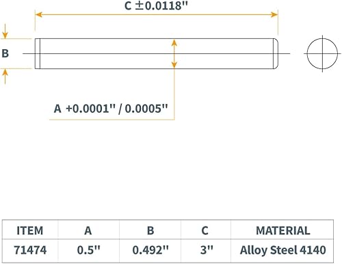 Miniatura 4 de POWERTEC 71474 Pasadores de acero endurecido de 12 pulgada, tratados térmicamente y con forma precisa para una alineación precisa, paquete de 4