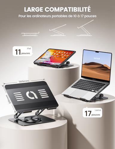 Support ordinateur portable inclinable Lamicall pour bureau et télétravail - 5