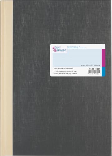 König & Ebhardt 8614224 Księga handlowa/zeszyt (A4 w kratkę 80 g/m², 192 kartki zszywane nićmi z liczbą stron)