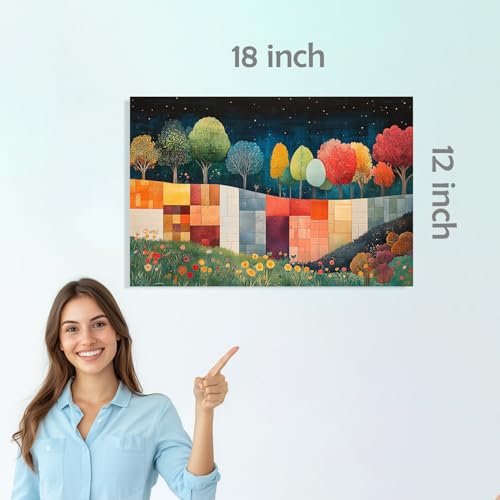 Image of SiddArtify Colorful Landscape Wall Art Prints Set - Modern Tree Poster Decor for Living Room Bedroom Office - 12x18 inch Sticker Pack of 6