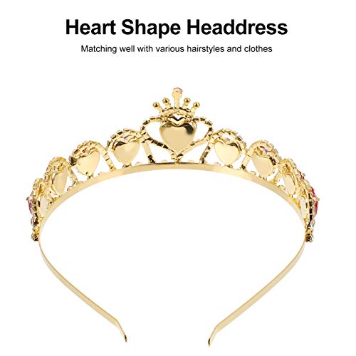SOLUSTRE Tiara de coração vermelho Descendentes Rainha de Copas Coroa de Casamento, Coroa de Coroa p