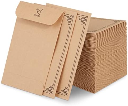 Envelex #1 Paper Coin Envelopes 2 1/4 x 3 1/2 inches - 100 Packs Premium Quality Seed Envelopes for Storage of Keys, Cards, Wage, Stamp Collection, and small items