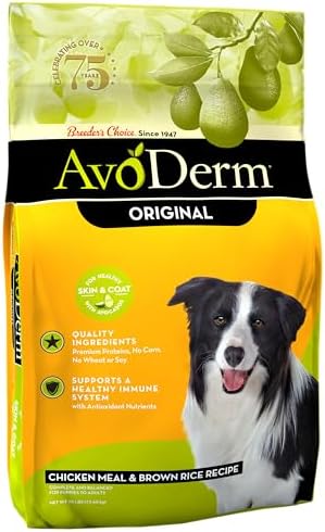 AvoDerm Natural Dry Dog Food, For Skin & Coat, Chicken & Rice Formula, 30 pounds