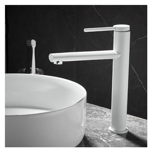 Mitigeur de lavabo blanc haut pour éviter les éclaboussures de vasque