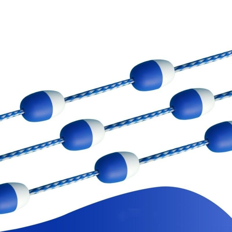 Kit de ligne de flotteur de sécurité pour piscine de 5 m avec 11 bouées, corde de séparation bleue pour la séparation de voie, cordon en nylon avec crochets en acier inoxydable, accessoires de piscine