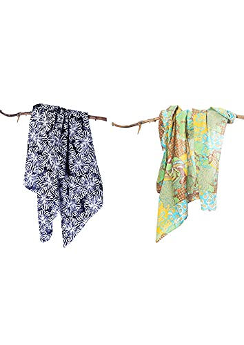 Contrast Living Malosi Stylish Girls Cotton printed Dupatta, 100x200 Cm Square Size,100% Cotton Stole Set of 2 Pcs (100x200 Cm :: Multi Colour)