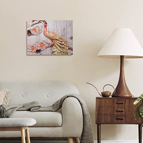 Cuadro de pavo real enmarcado para decorar una sala elegante y moderna 6