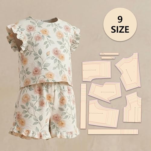 Lena Top and Shorts 9 Size Sewing Patterns, 1:1 Scale