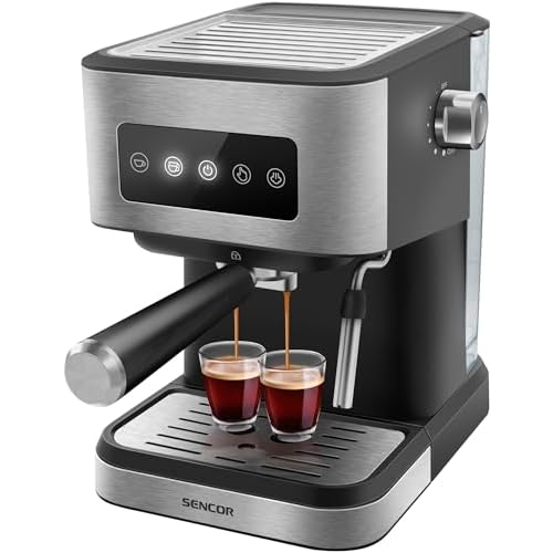 SENCOR Machine Expresso SES 4020SS – Design Élégant avec Panneau de Contrôle Numérique OneTouch, 20 Bars, Compacte, Grande Capacité et Accessoires Complets