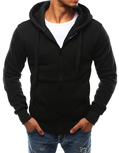 LEGRANCE - Kapuzenpullover für Herren | Warmer Zipp Hoodie Pullover mit Kapuze Größe: XXL | Schwarz Sweatshirt Cover