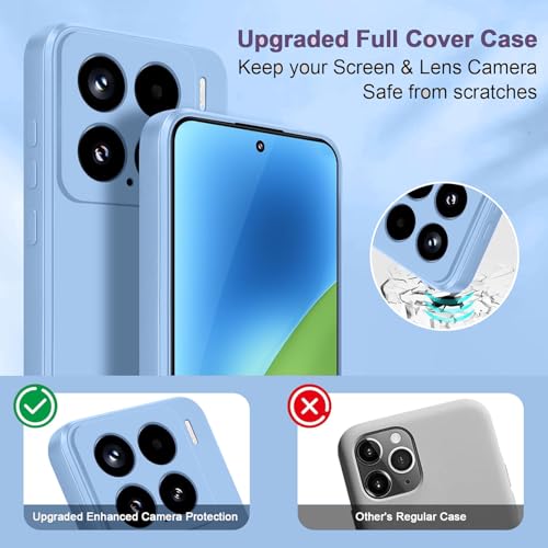 Image of DIZORO Compatible With Mi Xiaomi 15 5G Back Cover Case With Upgraded Square Edges For Camera Protection Shockproof Flexible Matte Liquid Silicone Mobile Phone Case - Carolina, Sky Blue