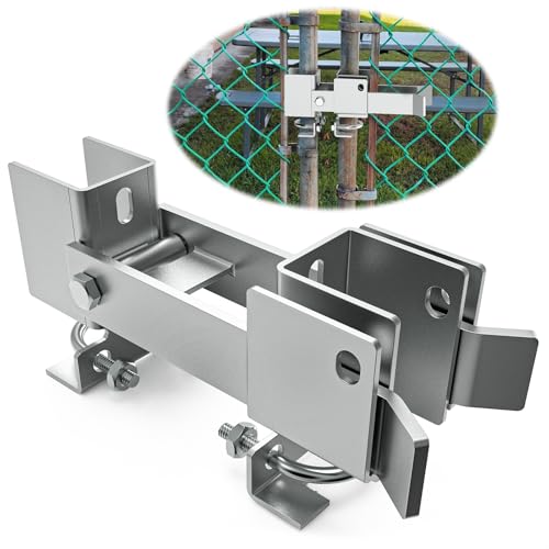 Fixirons Chain Link Fence Double Gate Latch for 1-3/8' Gate Frame Chain Link Fence Gate Latch Residential Strong Arm Double Gate Latch for Metal Gate