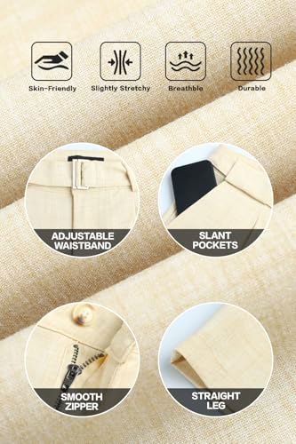 GINGTTO Linen Dress Pants Men Straight Fit Lightweight Summer Beach Casual Pants Men 6