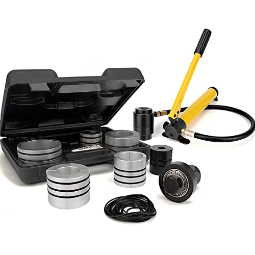Hydraulic Exhaust Pipe Expander 1-5/8" to 4-1/4", 10 Ton Hydraulic Pump with 4 Foot High Pressure Hose, Exhaust Pipe Stretcher Tool with Various Collets and Storage Box
