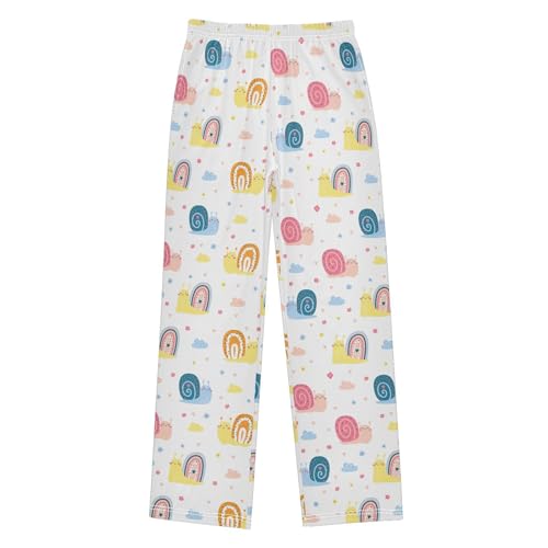 Colorful Snail Boys Long Pants Soft Trousers Elastic Waist Kids Lounge Bottoms with Pockets S-XL