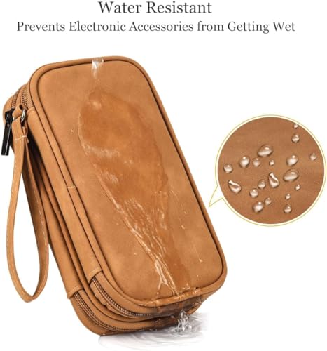 Image of Electronic Organizer Travel Cable Accessories Case, Electronic Organizer Bag, Waterproof Electronic Accessories Organizer Case for Power Bank, Charging Cords, Chargers, Earphone, USB Cable - Brown