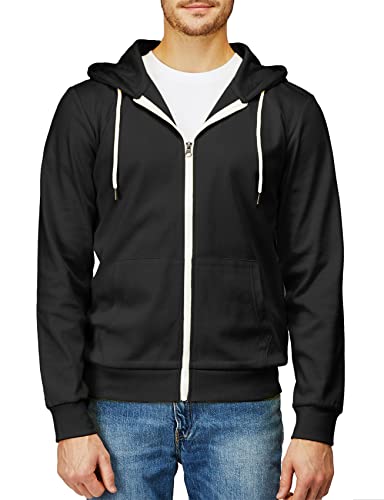 H2H Men's Zip Up Hoodie Lightweight Long Sleeve Basic Slim Fit Cotton SweatShirt with Pocket3