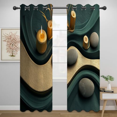 Rideaux motif zen sable H160 x L70 cm | Double panneau isolant - 5