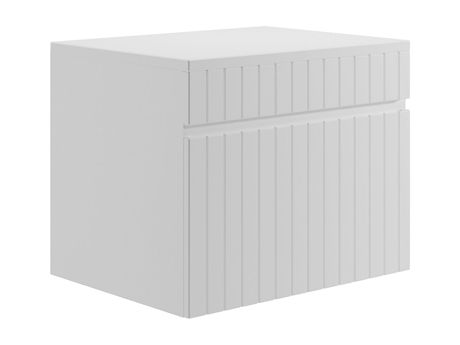 Vente-unique-Mueble suspendido de Lavabo listado Blanco con Tabla - 60 cm - SATARA