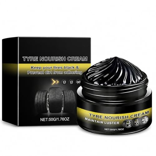 SALROAL Tyre Care Wax - Tyre Nourish Cream 50g High Gloss Tyre Shine Restorer Waterproof Tyre Dressing and Protective Coating Paste Black Tyre Polish for Car SUV Motorcycle