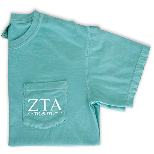 Zeta Tau Alpha Mom Shirt - Sorority Pocket Tee - Merch for Women (X-Large) Mint