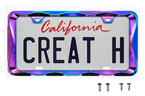 Creathome 3D Curly Wave Pattern Neo Chrome License Plate Frame from Pure Zinc Alloy Metal