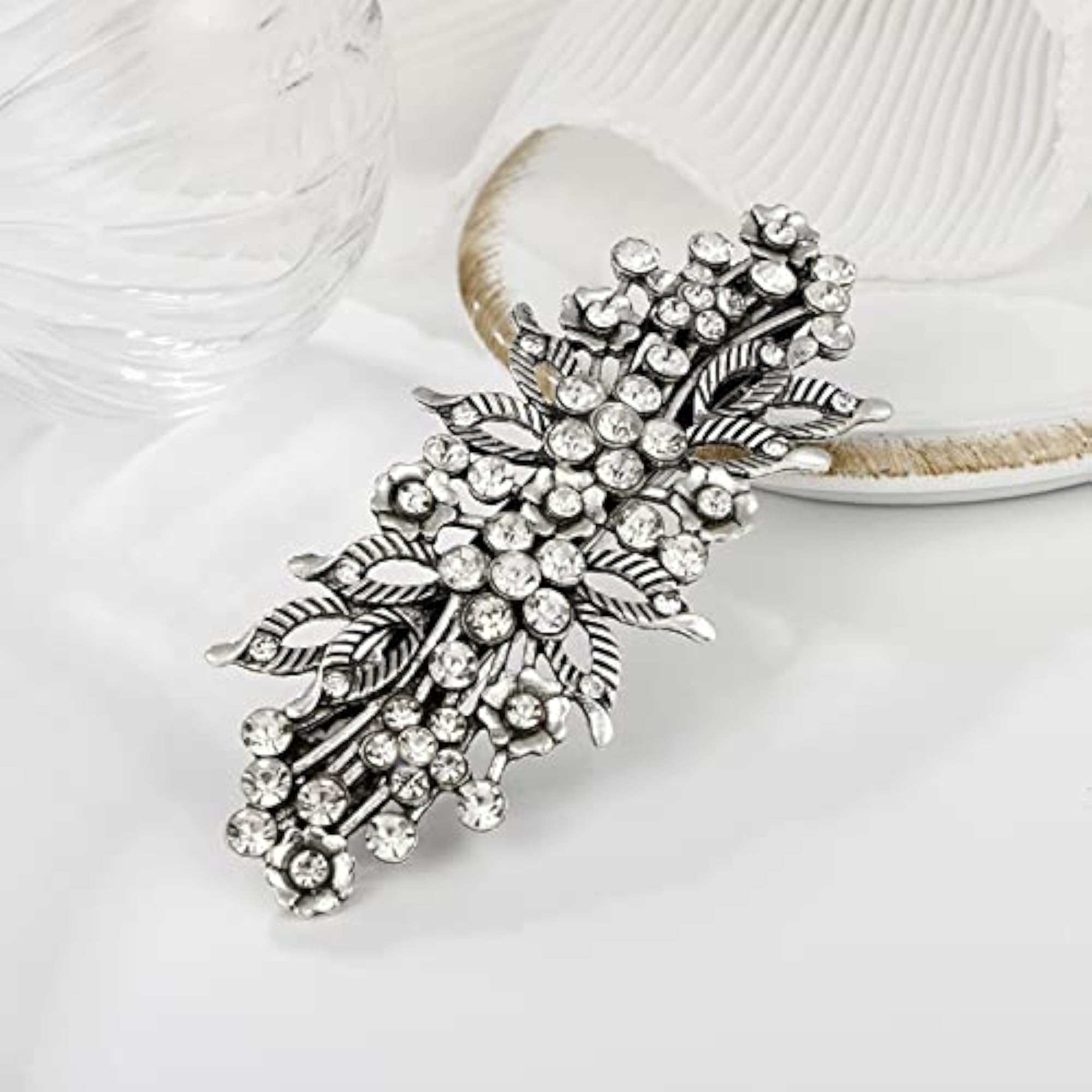 5pc Retro Crystal Hair Barrette Clip Set