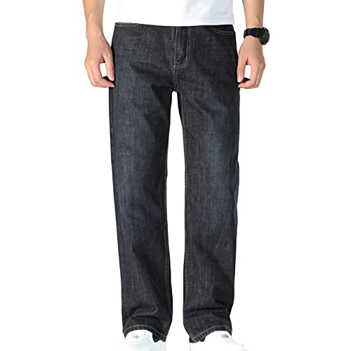 Men's Relaxed Straight Fit Jean Loose Fit Basic Stretch Denim Pants Classic Vintage Casual Comfort Jeans Pant