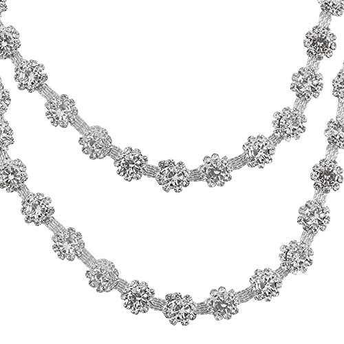 BGTXINGI 10mm 1 Yard Kristall Strass Schließen Diamantkette Blumenform Trimmen Schweißen Klauenkette Schnur String Verzierte Kristallschalenkette für Handwerksprojekt Dekorationen Kunst Möbel