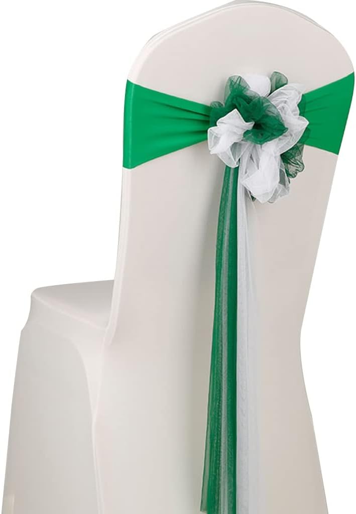 Chair Sashes 10-50 Pieces Wedding Art Flower Hydrangea Decoration Chair Bows Banquet Chair Elastic Mesh Ribbon Bow Great Event (Color : Green Size: 50) (Green * 10)
