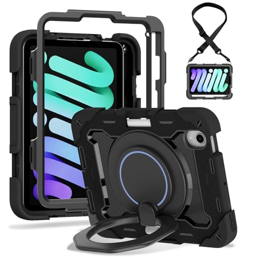 Funda para iPad mini 6 de 8.3" anti-golpes con soporte giratorio 360 y correa