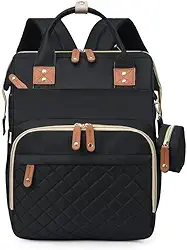 Mochila Maternidade Impermeável Grande Capacidade Bolsa Bebê Unissex com Porta Mamadeira Térmico, Conector USB, Abertura Ampla e Alças Confortáveis para Passeios ou Viagens