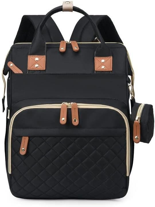 Mochila Maternidade Impermeável Grande Capacidade Bolsa Bebê Unissex com Porta Mamadeira Térmico, Conector USB, Abertura Ampla e Alças Confortáveis para Passeios ou Viagens (Preta)