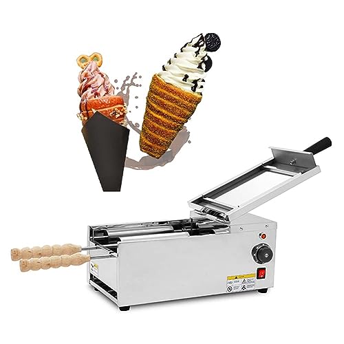 Electric Cone Chimney Bread Roll Maker, 1500W Electric Stainless Steel Toaster Machine, Chimney Cake Making Machine Oven Machine with 2 Stainless Steel Bars,220V