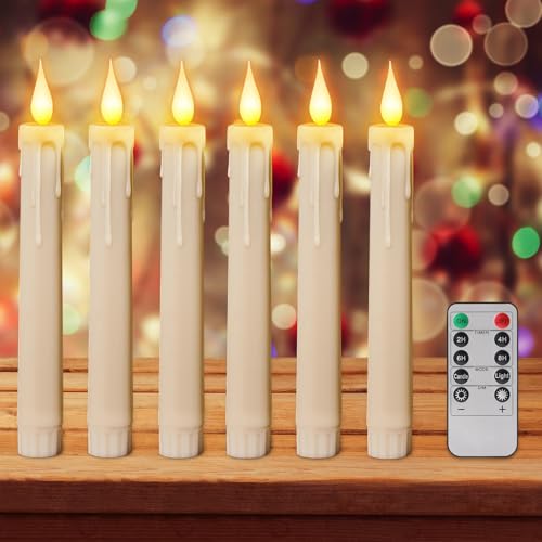 DZAY 6 Stück LED Stabkerzen mit Timer,Led Kerzen mit Fernbedienung...