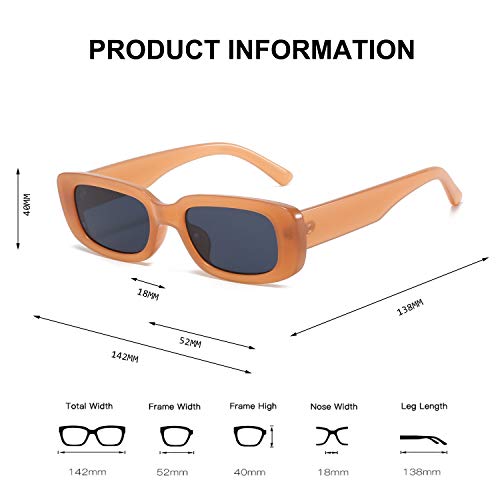 Image of BUTABY Rectangle Sunglasses for Women Retro Driving Glasses 90's Vintage Fashion Narrow Square Frame UV400 Protection
