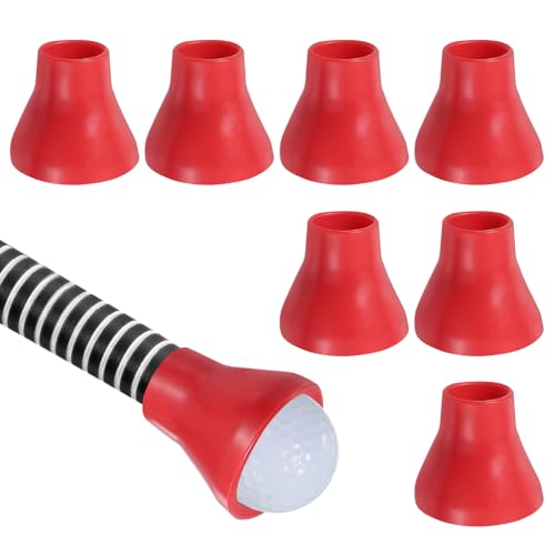 PATIKIL Golf Ball Retriever Grabber, 8 Pcs Golf Ball Suction Cup Grabber Rubber Putter Grip Picker Upper Tool for Golfers Putter Swing Handle Accessories, Red