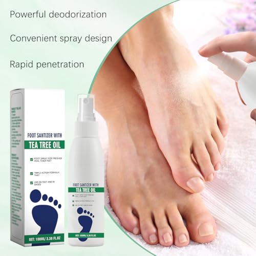 Image of 2pcs Foot Spray with Tea Tree Oil, Tea Tree Oil Foot Spray, Foot & Shoe Freshness, Clear Foot Sanitizer Spray, Quick-Drying and Travel-Friendly, 100ml /3.38fl.oz