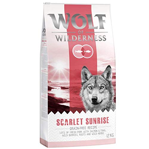 Wolf Of Wilderness Scarlet Sunrise Salmon And Tuna Adult 12Kg Dry Dog Food Grain-Free Digestion Sensitive Diet With Wild Mixed Berries Red Meat Recipe Simply Nourish Nature Healthy Formula For Pet
