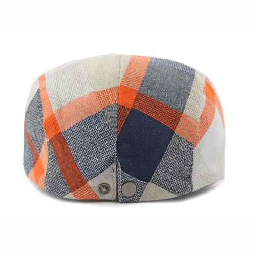 Image of Men's Plaid Striped Newsboy Ivy Flat Driving Golf Cap